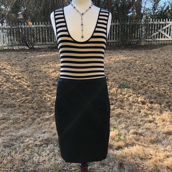 BCBGMaxAzria Dresses & Skirts - BCBG MAXAZRIA Tan & Black Striped Dress Medium